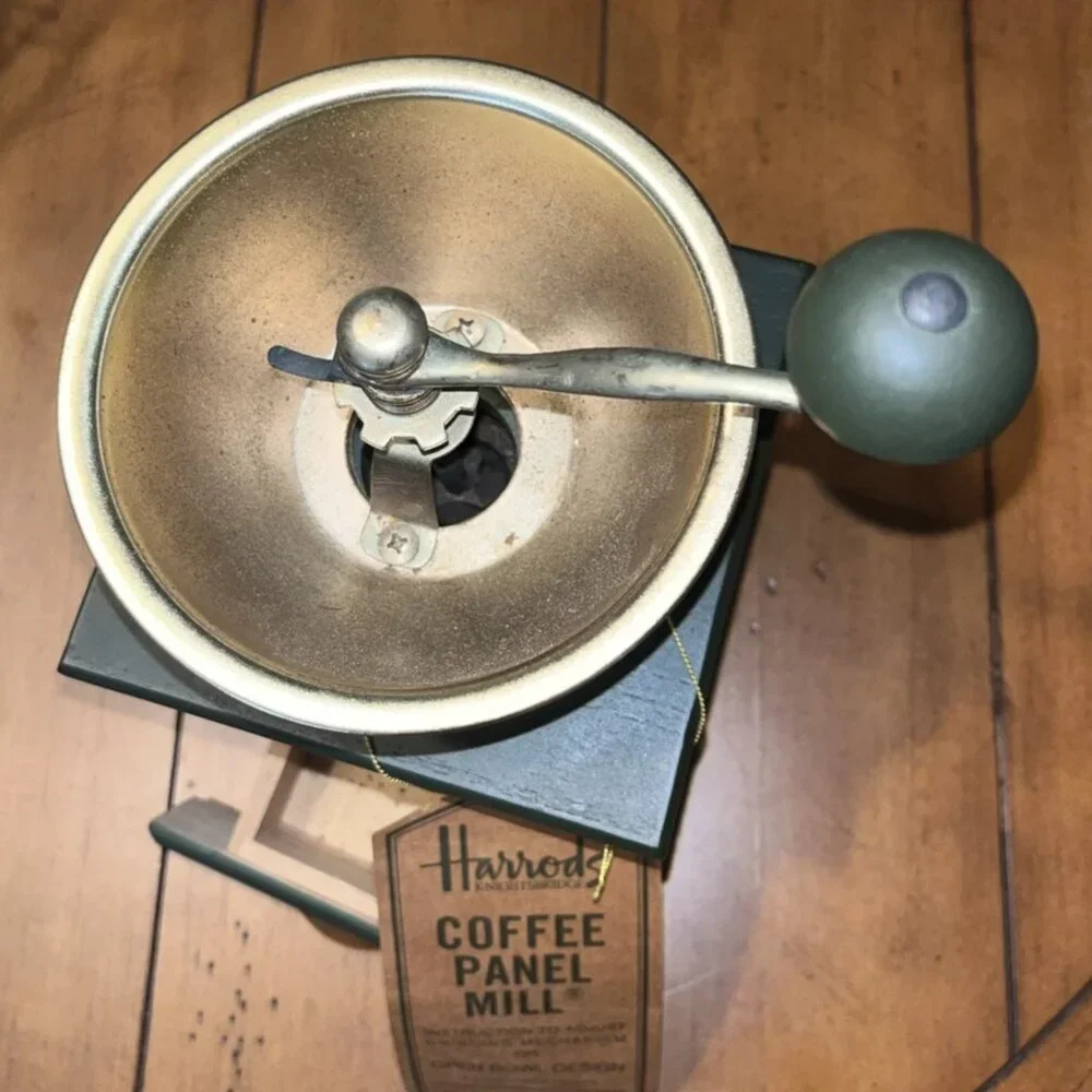 VINTAGE HARRODS KNIGHTSBRIDGE OF LONDON ENGLAND COFFEE GRINDER WITH BEAR MASCOT